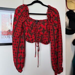 Gorgeous Privy Red Geometric Women's Blouse